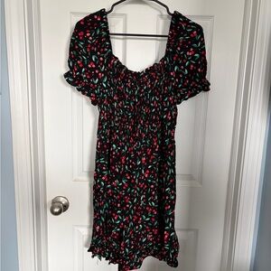 As U Wish Black and Red Floral Mini Dress